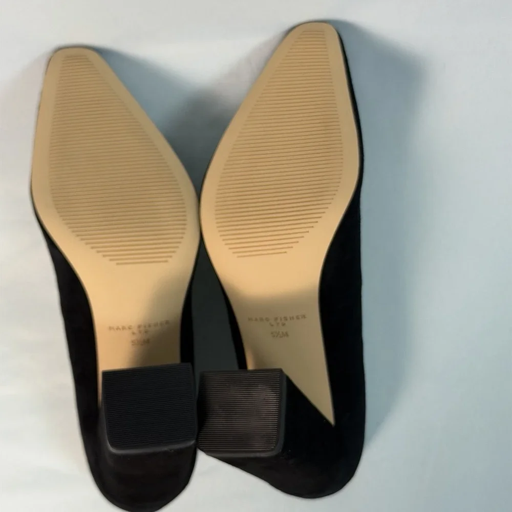 Marc Fisher Size-5.5 M‎ Women's Black Yalina Slip-On Block Pump Heel Shoes
